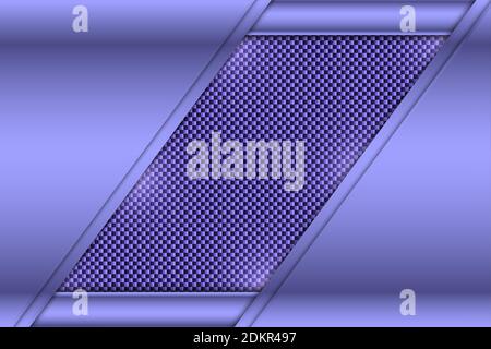 Metallic of purple with carbon fiber texture technology background. Stock Vector