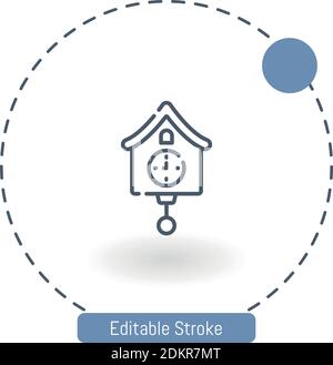 cuckoo clock vector icon editable stroke outline icons for web and mobile Stock Vector