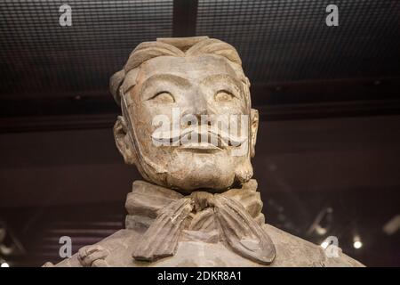 High ranking officer from the Terracotta Army warrior  sculptures depicting the armies of Qin Shi Huang, the first Emperor of China at Xian X'ian Chin