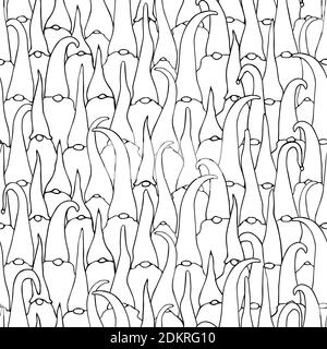 endless vector pattern consisting of scandinavian gnomes. Stock Vector