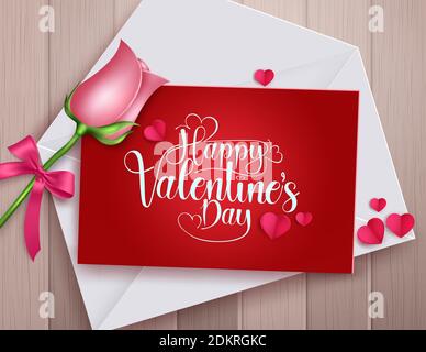 Valentines greeting card vector background design. Happy valentine's day greeting in red card with empty space for messages and text for valentines. Stock Vector
