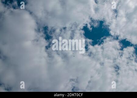 Abstract Cloudy sky background with blue sky between clouds Stock Photo
