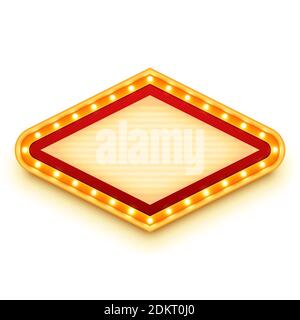 Vintage light sign with glowing bulbs. Wall signage with marquee lights. Retro frame with light bulbs. Vector illustration. Stock Vector