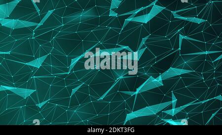 Abstract beautiful line and dots connected with a triangular shapes. Abstract background, Digital technology background, High quality ,3D render Stock Photo