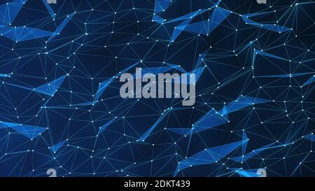 Abstract , 3D Connected dots and lines. Abstract plexus shapes. Connection and web concept. Digital, communication and technology background. Stock Photo