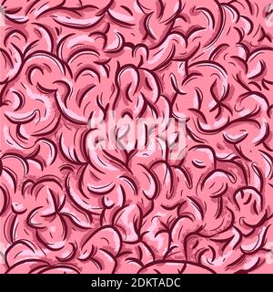 Pink brain wallpaper. Medicine and science repetitive background. Seamless pattern with the human neural system. Stock Vector