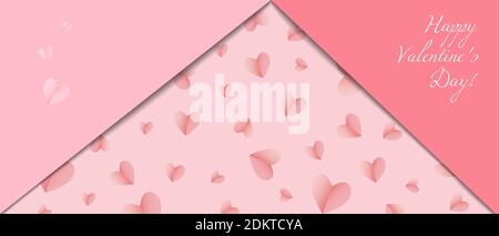 Valentines day banner. Background with paper cut effect and gradients hearts. Copy space for your text. Gift card, advertising, poster conceptual Stock Vector