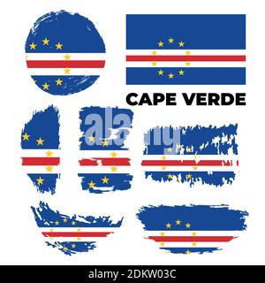 Brush painted grunge flag of Cape Verde country Stock Vector