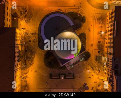 Szechenyi square in Pecs before Christams, top down view Stock Photo