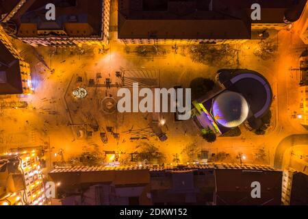 Szechenyi square in Pecs before Christams, top down view Stock Photo