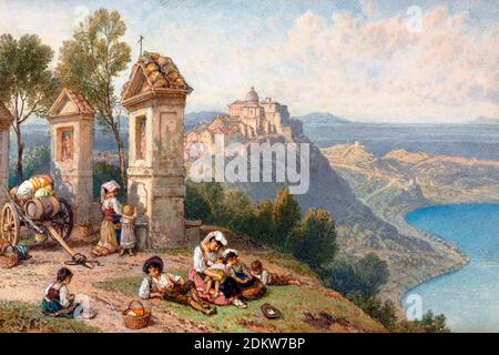 View of Castel Gandolfo by Myles Birket Foster, circa 1870s Stock Photo