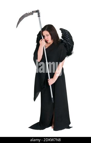 Female Death carrying scythe Stock Photo