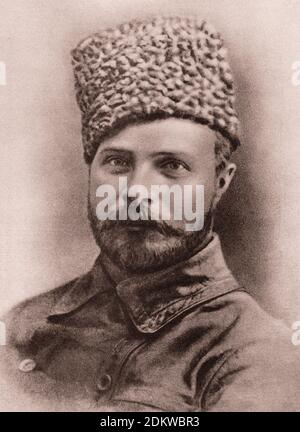 Retro portrait of Mikhail Frunze. 1920s. Mikhail Frunze (1885 – 1925) was a Bolshevik leader during and just prior to the Russian Revolution of 1917. Stock Photo