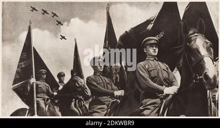 Red Cavalry of Red Army. 1930s. From soviet propaganda book Stock Photo