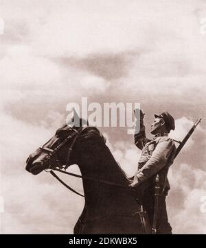 Red Cavalry of Red Army. 1920s - 1930s. From soviet propaganda book Stock Photo