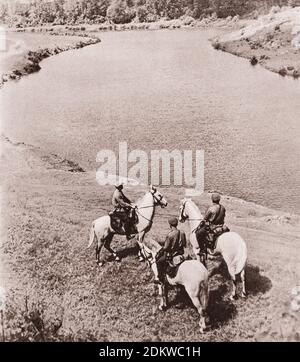 Red Cavalry of Red Army. 1920s - 1930s. From soviet propaganda book Stock Photo