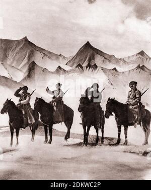 Red Cavalry of Red Army. 1920s - 1930s. From soviet propaganda book Stock Photo