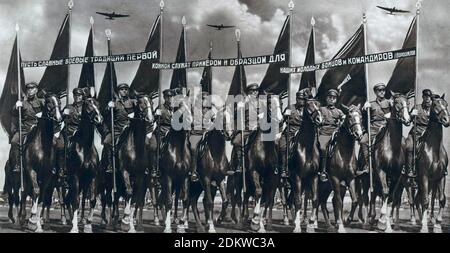 Red Cavalry of Red Army. 1930s. From soviet propaganda book Stock Photo
