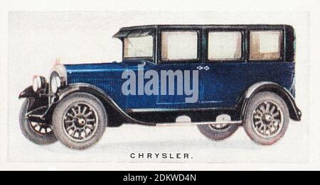 Antique cigarettes cards. 1926. Lambert & Butler Cigarettes (3rd series of Motor Cars). Chrysler 'Six' classic car. The first car of the Chrysler bran Stock Photo