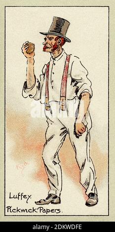 Antique cigarettes cards. Players Cigarettes (series Characters From Dickens ).  Luffey, Pickwick Papers. England. Artwork by 'Kyd' (Joseph Clayton Cl Stock Photo