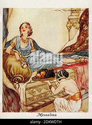 Antique cigarettes cards. Players Cigarettes (series Famous Beauties ). Messalina. 1937 Valeria Messalina (c. 17/20–48), sometimes spelled Messallina, Stock Photo
