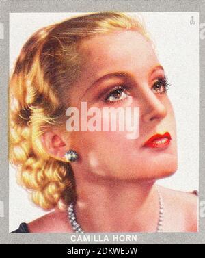 German antique cigarettes cards. Monopol Cigarettes 'series Künstler Im Film' Camilla Horn, German actress. 1937 Camilla Horn (25 April 1903 – 14 Augu Stock Photo