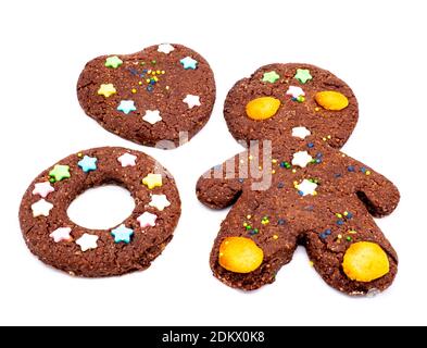 Christmas gingerbread cookies isolated on white background Stock Photo