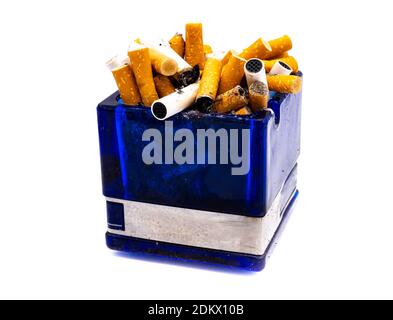 blue ashtray isolated on white background Stock Photo