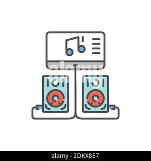 Podcast equipment color line icon. Podcasting. Editable stroke. Stock Vector