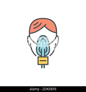Woman in oxygen mask color line icon. Editable stroke. Stock Vector
