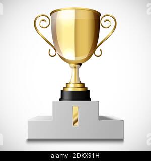 Gold Trophy Cup isolated on white background Stock Vector