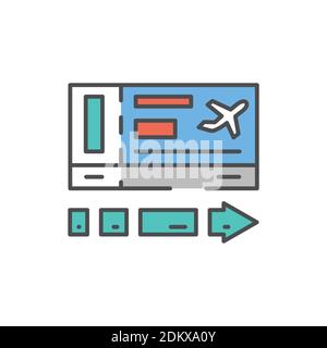 Boarding pass color line icon. Editable stroke. Stock Vector