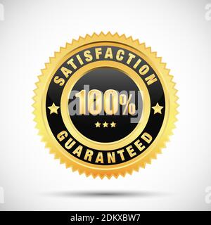 100 percent satisfaction guarantee golden label isolated on white background Stock Vector