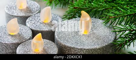 LED candles set close up Stock Photo