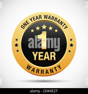 5 year warranty golden badge isolated on white background Stock Vector ...