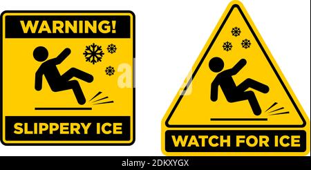 Slippery ice sign. Slip danger icon. Vector sign on transparent background Stock Vector
