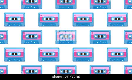 Cassette tape pattern isolated on white background Stock Vector
