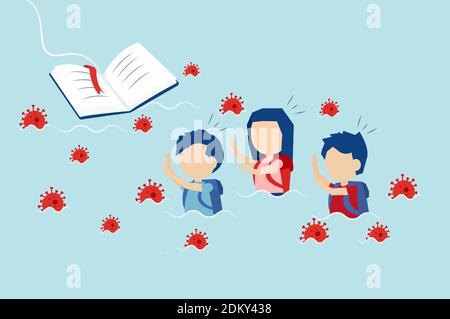 Education system crisis during coronavirus pandemic concept Stock Vector