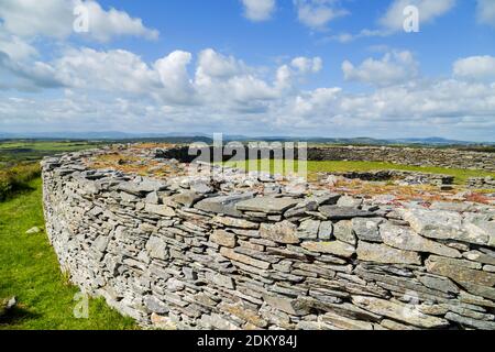 Knockdrum hill-top circular stone fort, County Cork, Ireland Stock Photo