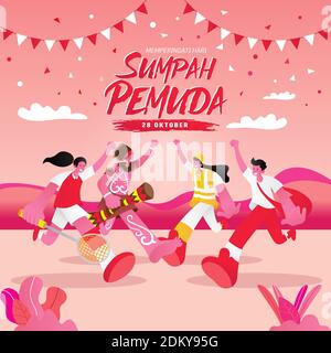 vector illustration. selamat hari Sumpah pemuda. Translation: Happy Indonesian Youth Pledge. Suitable for greeting card, poster and banner
