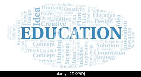 Education typography word cloud create with text only. Stock Photo