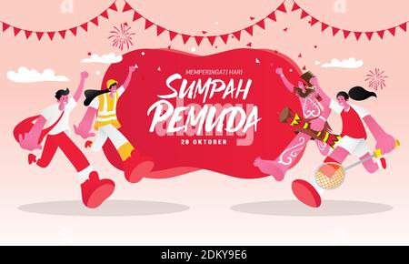 vector illustration. selamat hari Sumpah pemuda. Translation: Happy Indonesian Youth Pledge. Suitable for greeting card, poster and banner
