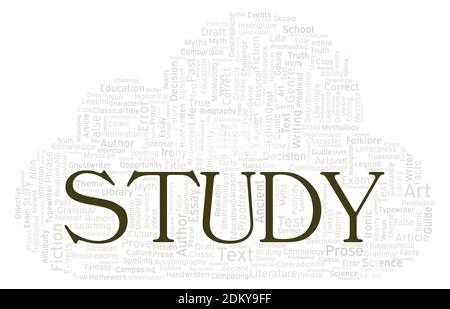 Study typography word cloud create with text only Stock Photo
