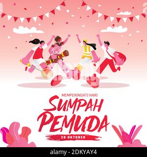 vector illustration. selamat hari Sumpah pemuda. Translation: Happy Indonesian Youth Pledge. Suitable for greeting card, poster and banner