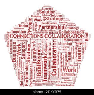 Connections Collaboration typography word cloud create with text only. Stock Photo