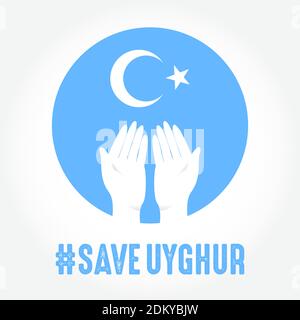 save Uyghur the symbol of humanity and solidarity. vector Illustration Stock Vector