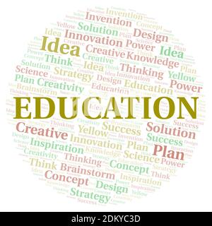 Education typography word cloud create with text only. Stock Photo