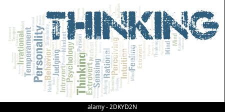 Thinking typography word cloud create with text only. Stock Photo