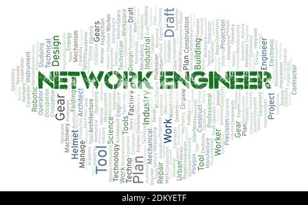 Network Engineer typography word cloud create with text only Stock Photo