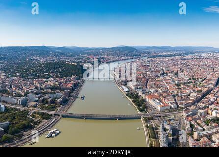 Aerial view of Budapest with River Danube Stock Photo